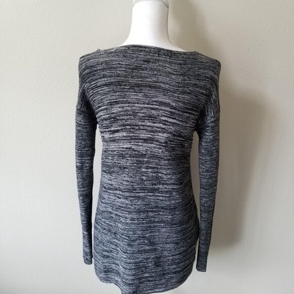 Ellen Tracy Womens Gray Black Space-Dye Knit Long Sleeve Top M - Picture 3 of 4